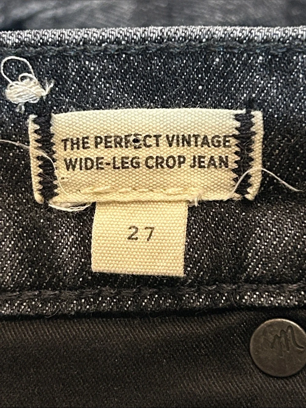 Madewell The Perfect Vintage Wide Leg Crop Jean size 27 Robles Wash Black - Picture 7 of 16